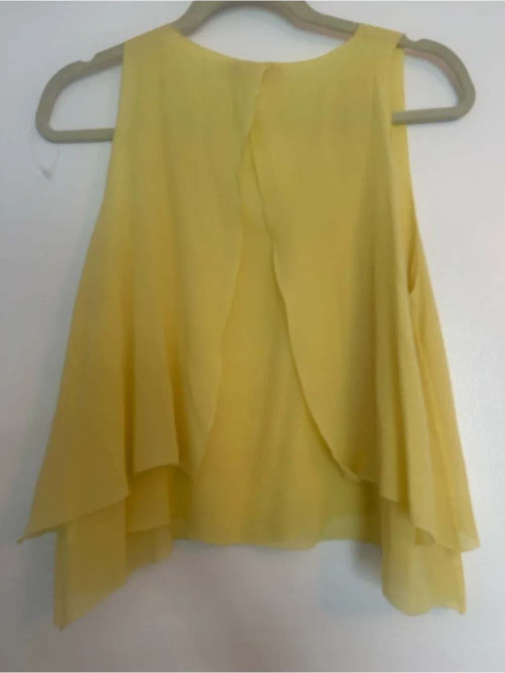 Tory Burch 100% Silk Lightweight Yellow Sleeveless Layered V-Neck Top